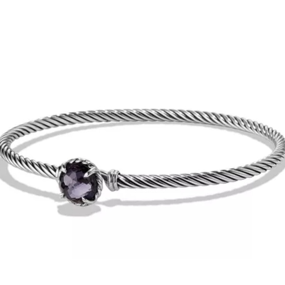 David Yurman Black Orchid Rare Silver and Purple Gemstone Twisted Cable Bracelet - Picture 1 of 6
